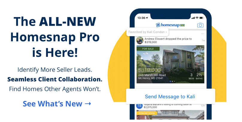 Pictures showing the changes for Homesnap Pro