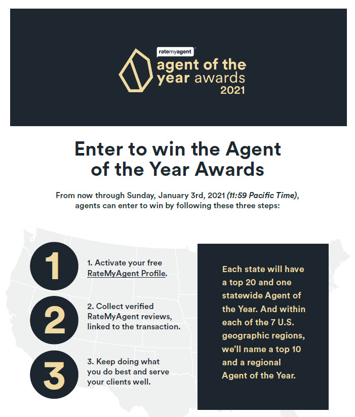 RateMyAgent Flyer Outlining Steps to Enter Agent Awards