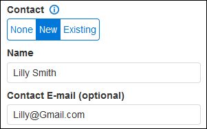 Screenshot of a new Contact being added while saving a search.