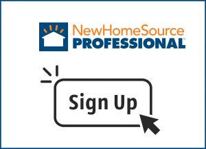 NewHomeSource Pro Logo with linear simple black sign up button