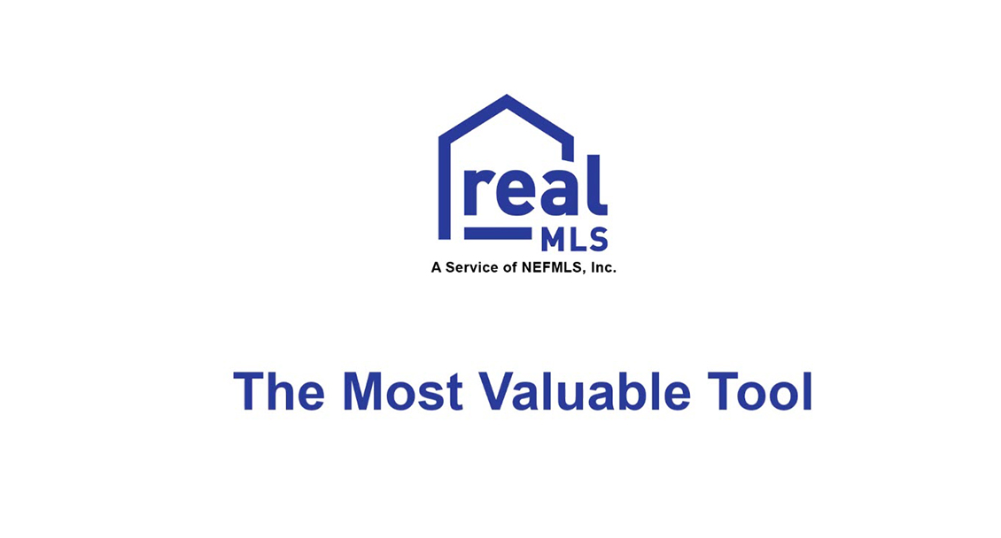 Outline of a house with realMLS Logo and The Most Valuable Tool Caption