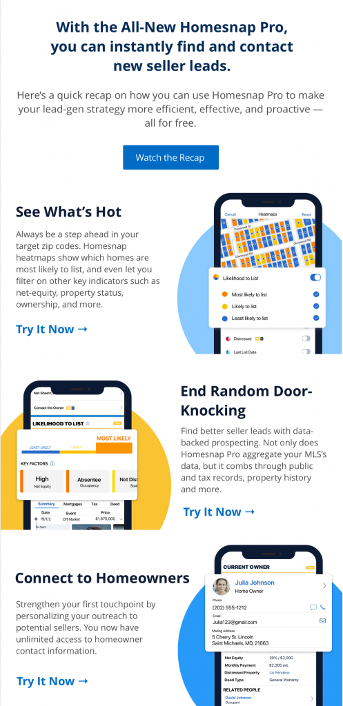 Find Contacts and Seller LEads with all new Homesnap Pro
