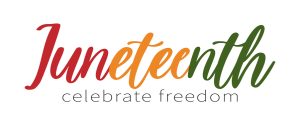 Juneteenth, celebrate freedom text lettering logo. Typography logo design for greeting card, poster, banner.
